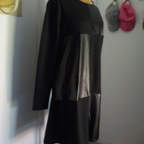 Black Leather Patch Dress - Picture 5 of 9